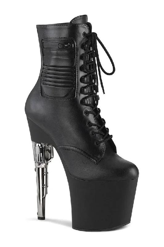 BONDGIRL-1020PK Exotic Boot | Black Faux Leather