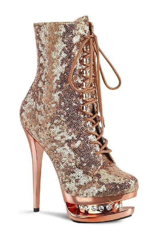 BLONDIE-R-1020 Exotic Boot | Gold Sequins