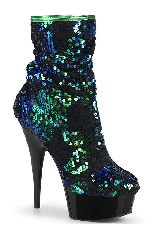 DELIGHT-1004 Exotic Boot | Green Sequins