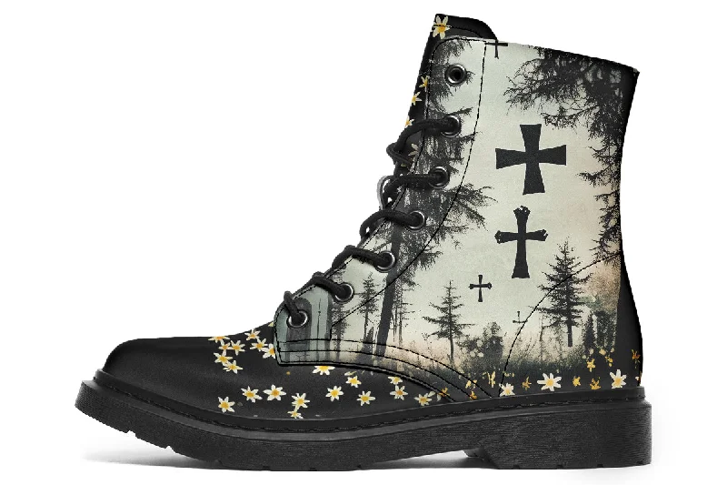 Sanctuary of Souls Boots - Vegan Leather Doc-Style Boots with Durable Stitched on Soles