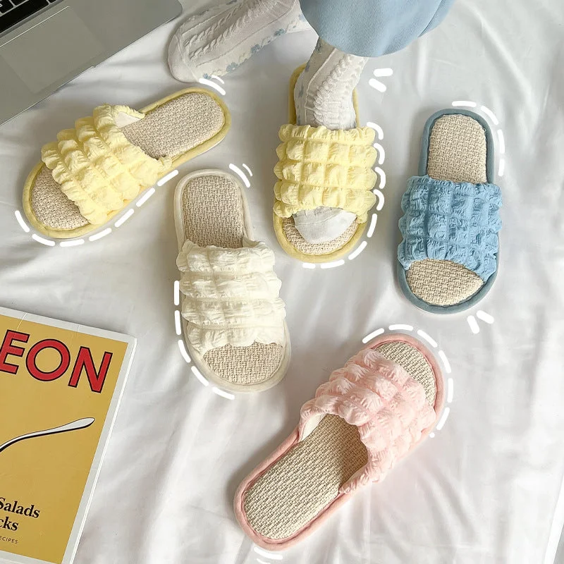 Wholesale Linen Platform Slippers