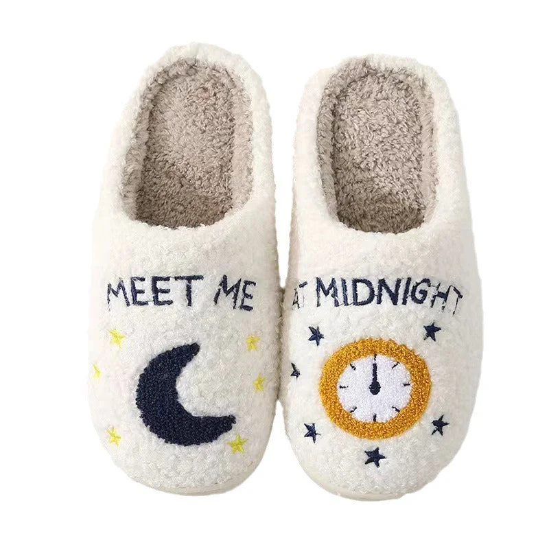 Wholesale Winter Cotton Slippers Home Moon Clock Warm Indoor Cotton Slippers