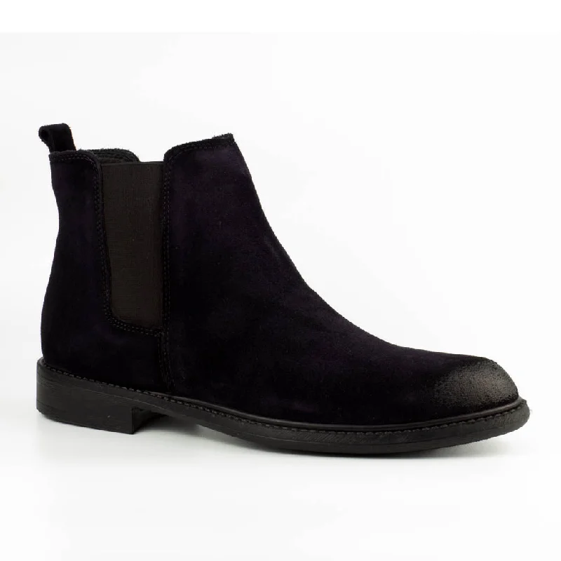 Notti Navy Blue Men's Chelsea Genuine Suede Leather Boots