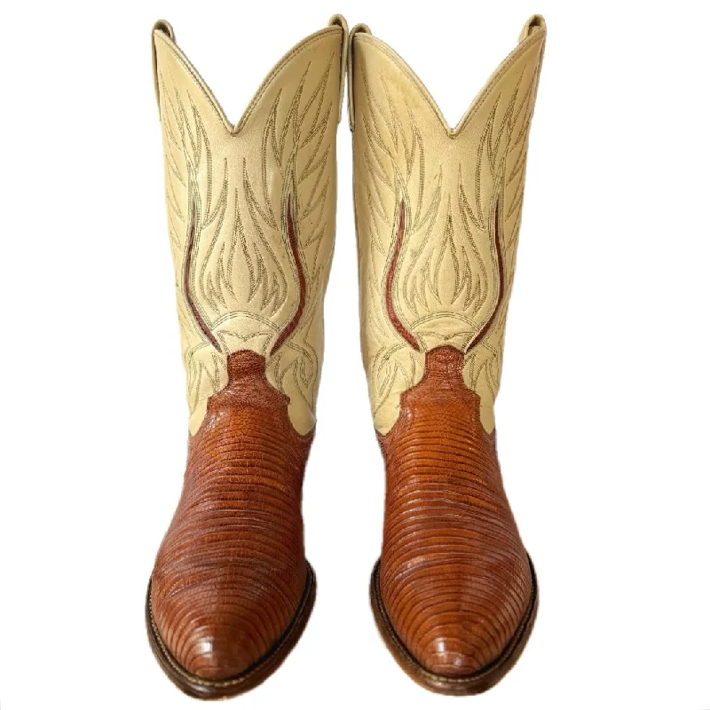 RALPH LAUREN Polo Western Collection Vintage Lizard Brown Cowboy Boots