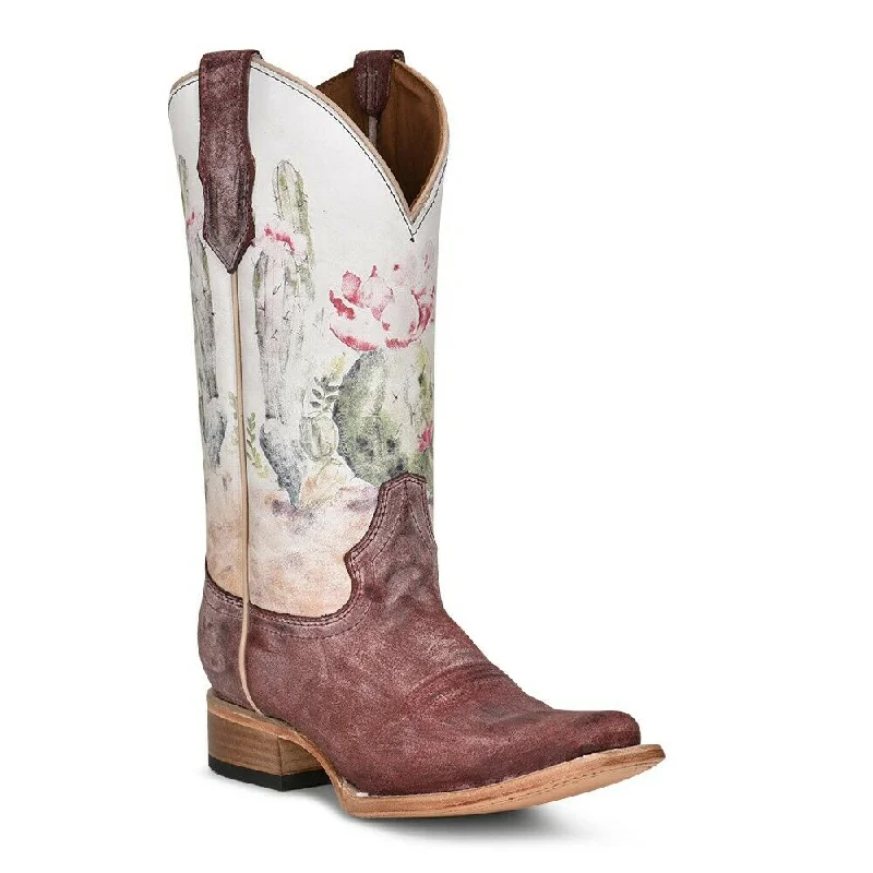 Circle G by Corral Ladies Desert Stamp Wine Bone Boots L5812