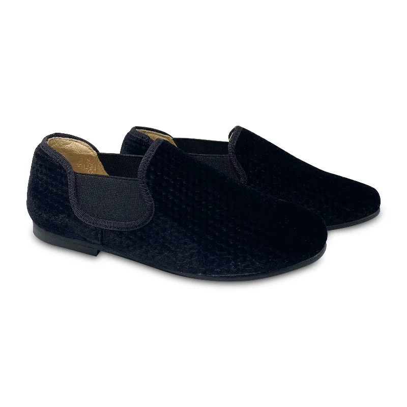 Blublonc Black Cube Velvet Smoking Slip On Blu3