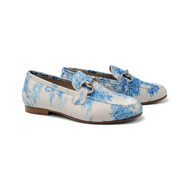 Brunellis Blue Toile Slip On Chain Loafer S-18