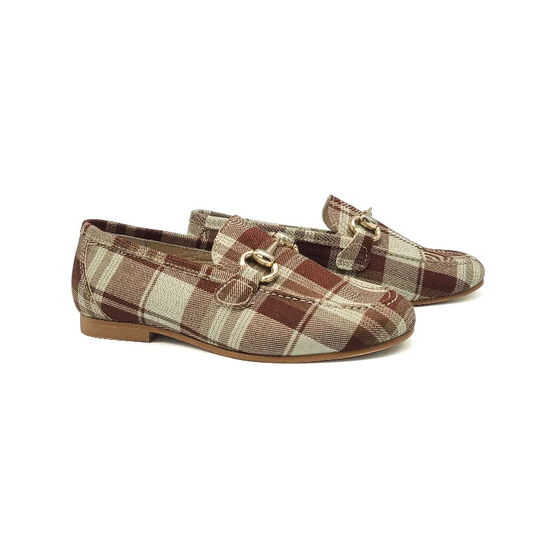 Brunellis Brown Mint Plaid Chain Loafer S-18