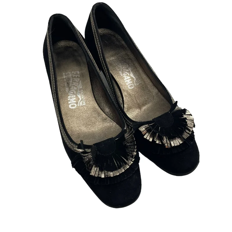 Salvatore Ferragamo/Flat Shoes/US 6/Suede/BLK/TASSEL SUEDE HEELS