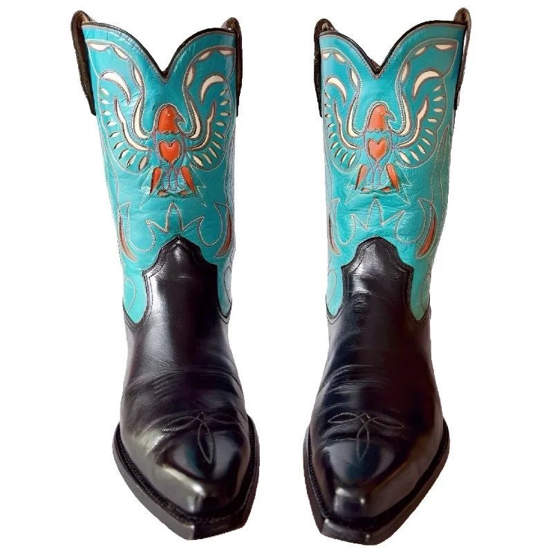 ACME Vintage Eagle 1950s Turquoise Black Peewee Cowboy Boots