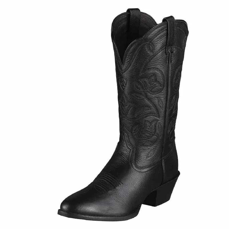 Ariat LADIES BLACK DEERTAN HERITAGE WESTERN R TOE COWGIRL BOOTS 10001037