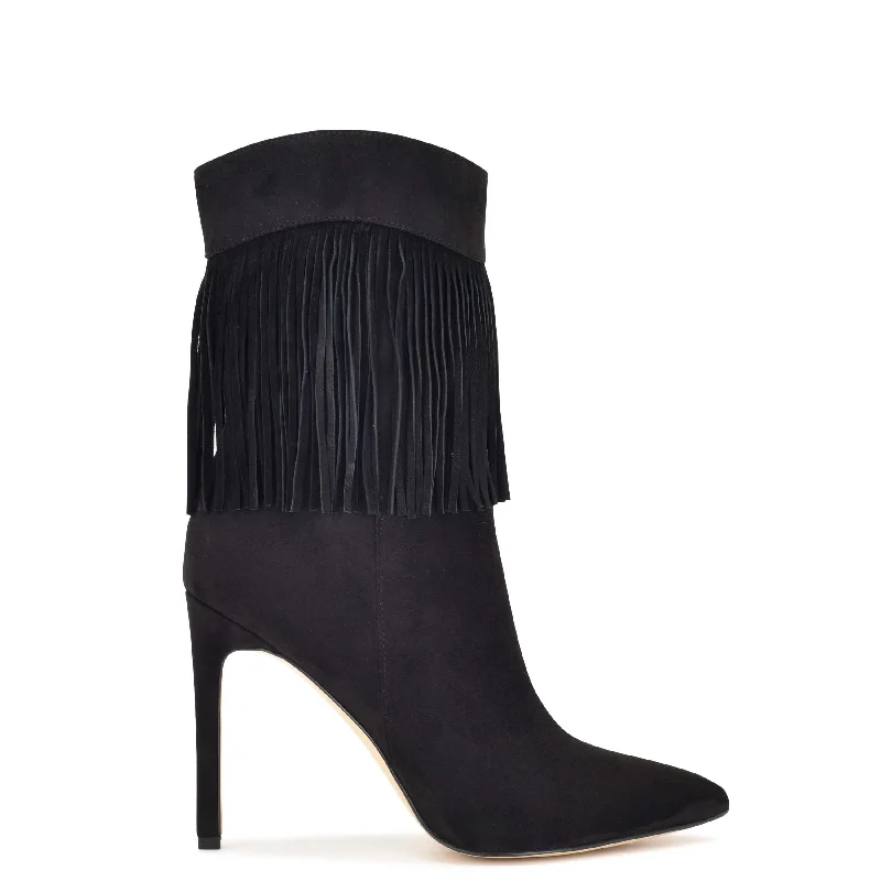 Tries Heeled Fringe Booties