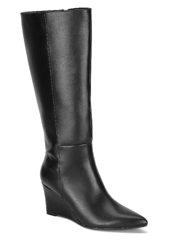 Tall Wedge Boots - Black