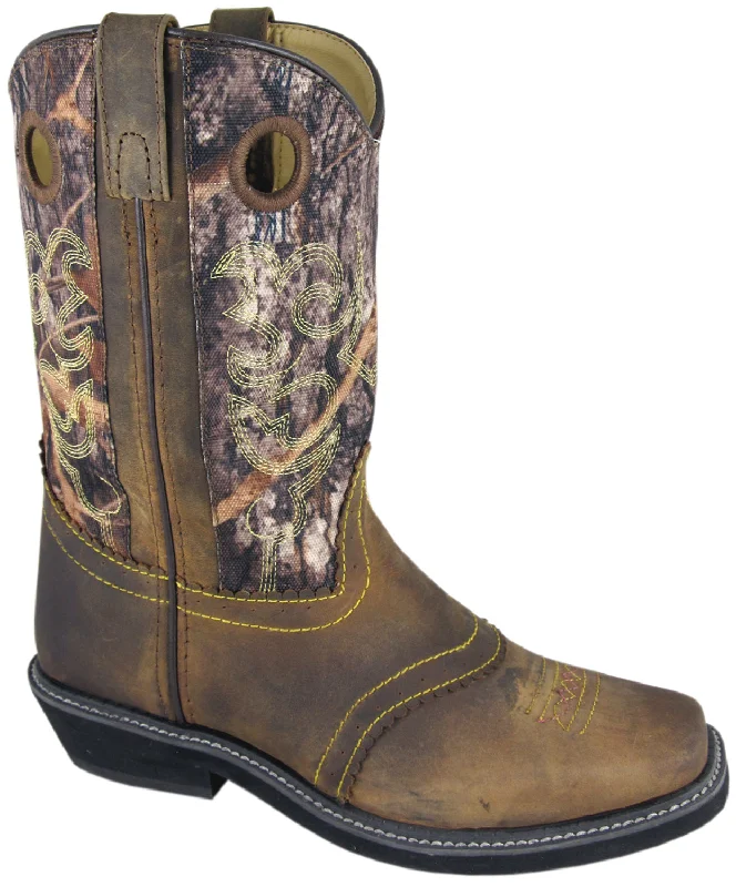 Smoky Mountain Boots Womens Pawnee Brown/Camo Oil Leather Square Toe 9 M