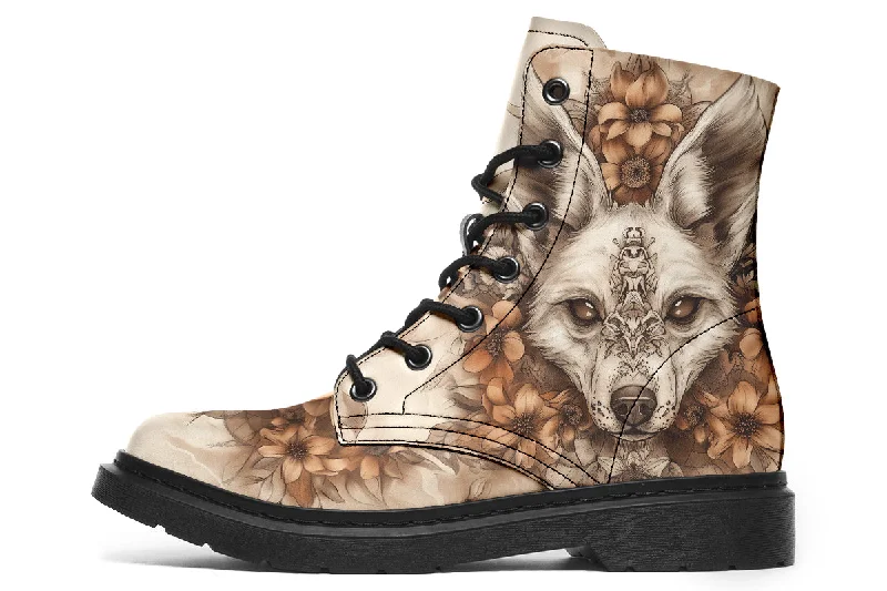 Dreadfang Mandala Boots - Vegan Leather Doc-Style Boots with Durable Stitched on Soles