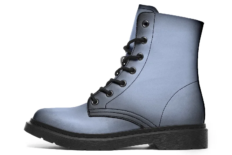 Twilight Blue Boots - Vegan Leather Doc-Style Boots with Durable Stitched on Soles