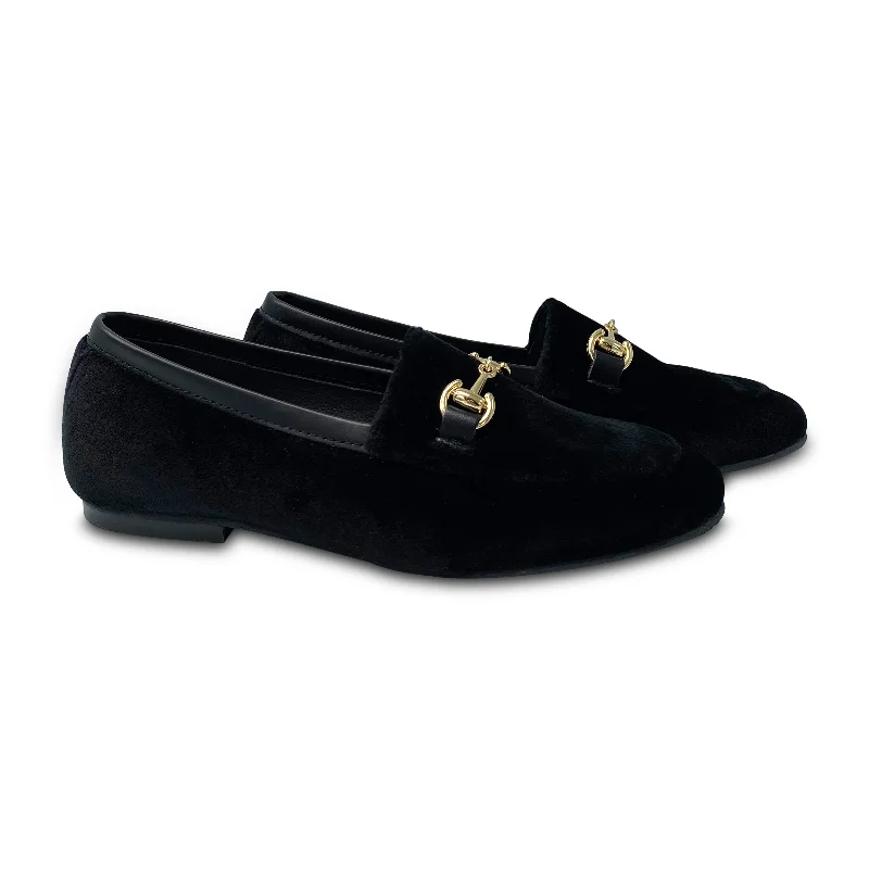 Maria Catlan Smokin Black Velvet Chain Slip on