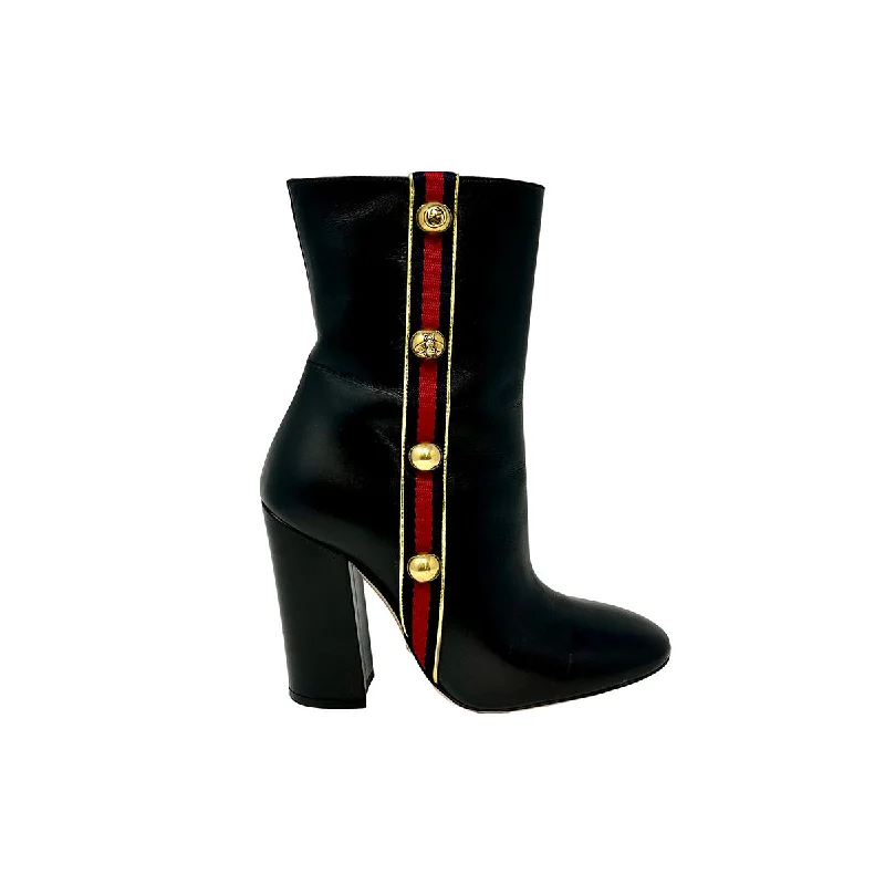 Gucci Sylvie Web Accent Mid-Calf Boots