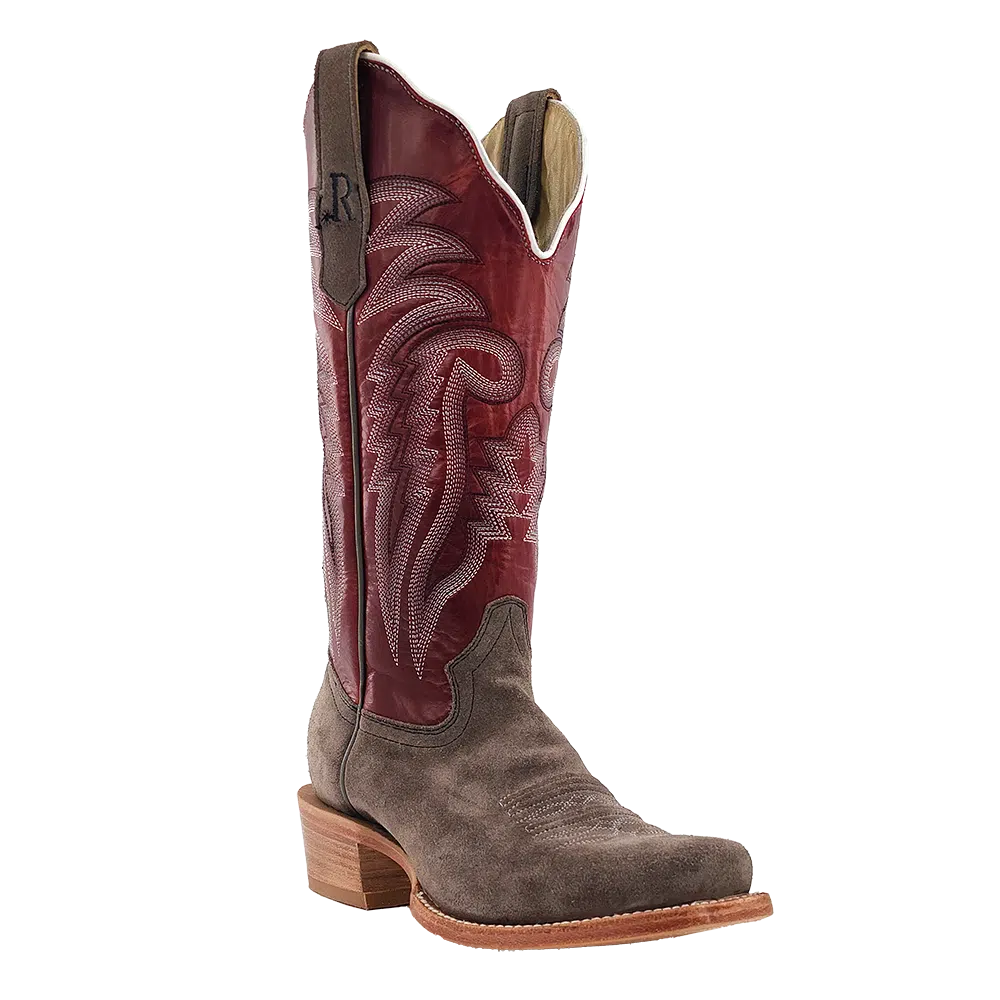 R. Watson Women’s Charcoal Rough Out Dark Cherry Sinatra Cowhide Boot