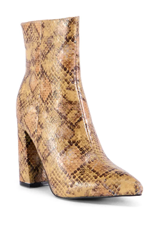 AZALEA WANG TAN SNAKE BOOTIE