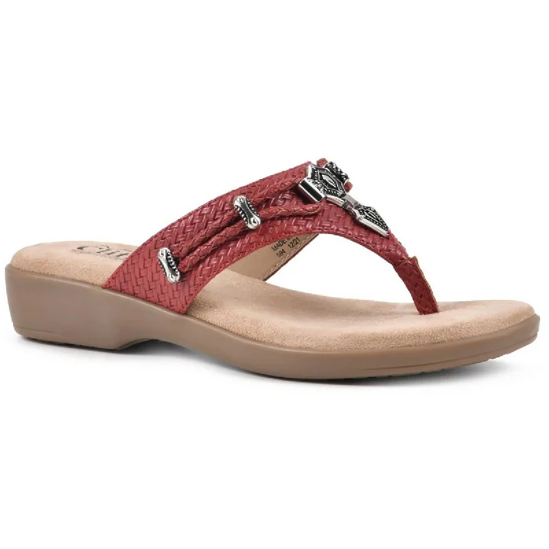 Cliffs by White Mountain Womens BAILEE Faux Leather Slip On Thong Sandals