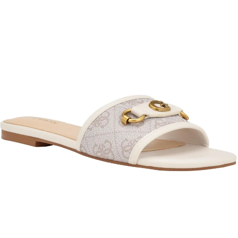 Guess Womens Faux Leather Slip On Slide Sandals