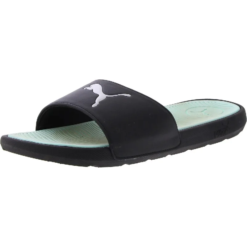 Puma Womens Cool Cat 2.0 Sport Faux Leather Cushioned Footbed Slide Sandals