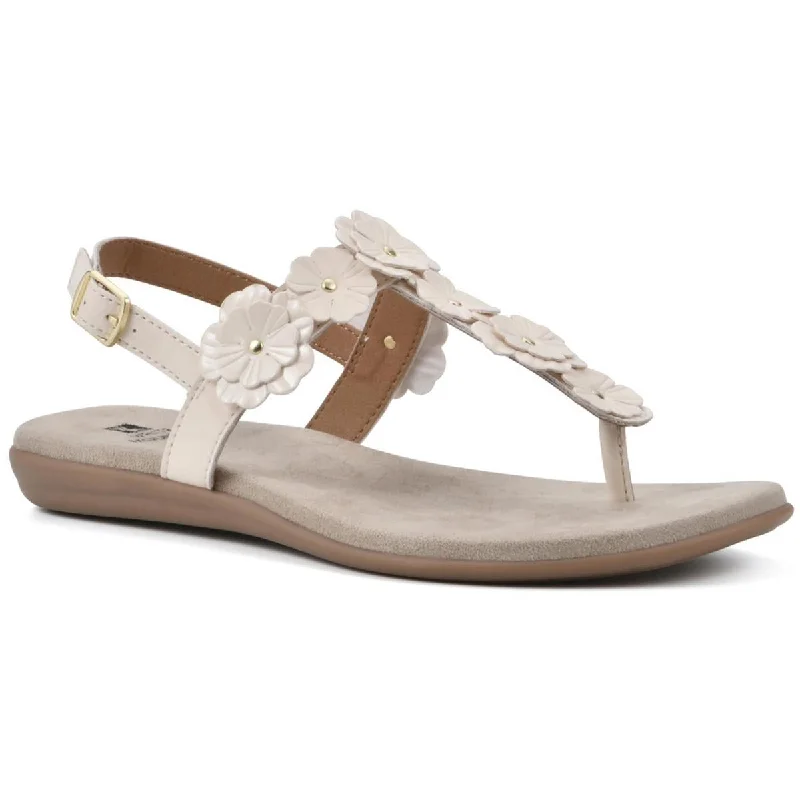 White Mountain Womens LIFT OFF Faux Leather T strap Flatform Sandals