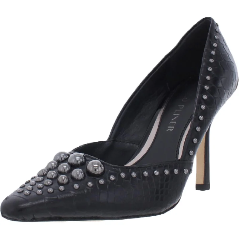 Donald J. Pliner Womens Polasp Leather Studded Pointed Toe Heels