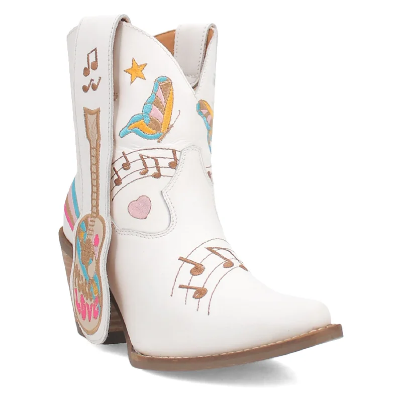 Dingo Womens Melodyie White Leather Cowboy Boots