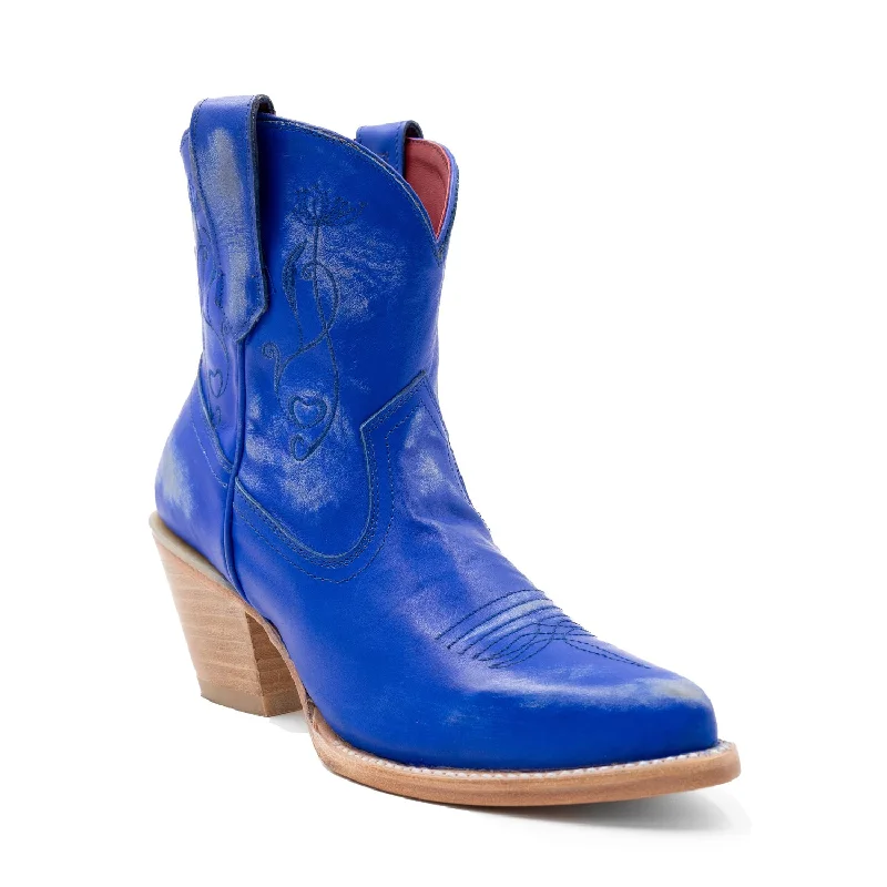 Ferrini Womens Pixie J-Toe Electric Blue Leather Cowboy Boots