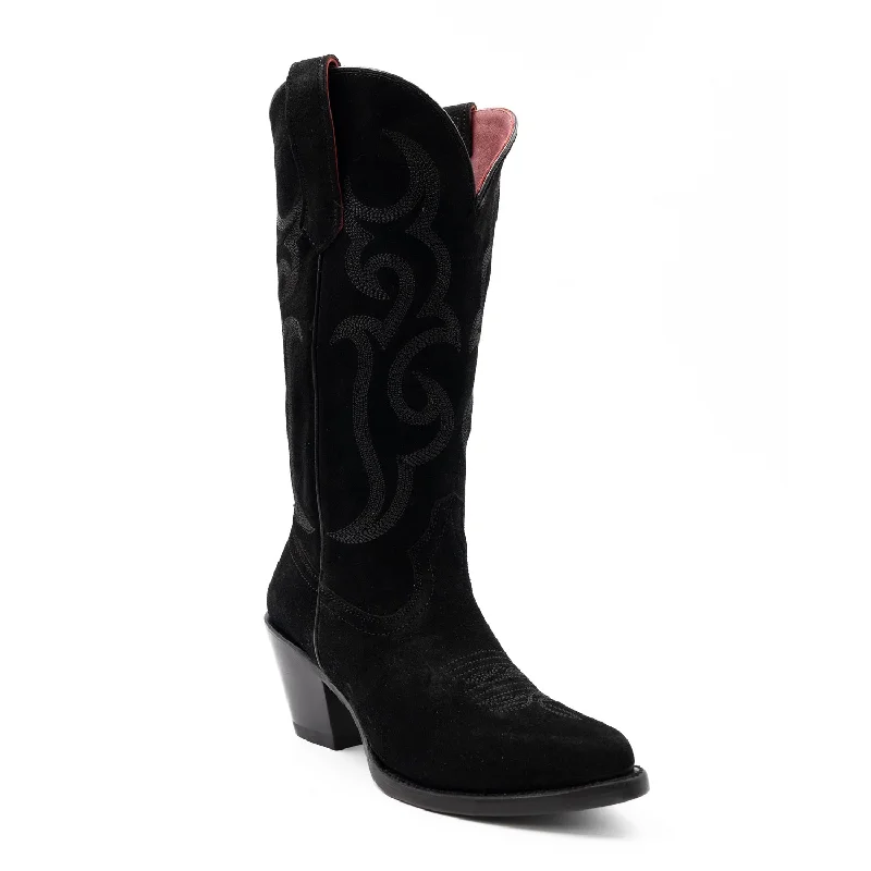 Ferrini Womens Quinn V-Toe Black Leather Cowboy Boots